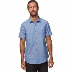 Best deal 🎁 Stoic Crosshatch Linen Short Sleeve Button Down Shirt Men's ⌛