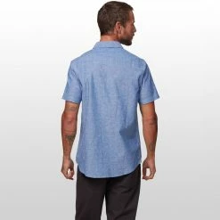 Best deal 🎁 Stoic Crosshatch Linen Short Sleeve Button Down Shirt Men's ⌛ -Stoic Elegant shop NAV D3