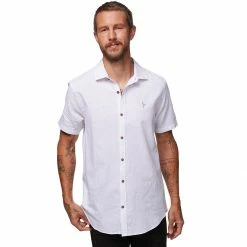 Best deal 🎁 Stoic Crosshatch Linen Short Sleeve Button Down Shirt Men's ⌛ -Stoic Elegant shop WHI 2