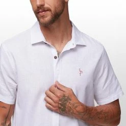 Best deal 🎁 Stoic Crosshatch Linen Short Sleeve Button Down Shirt Men's ⌛ -Stoic Elegant shop WHI D5